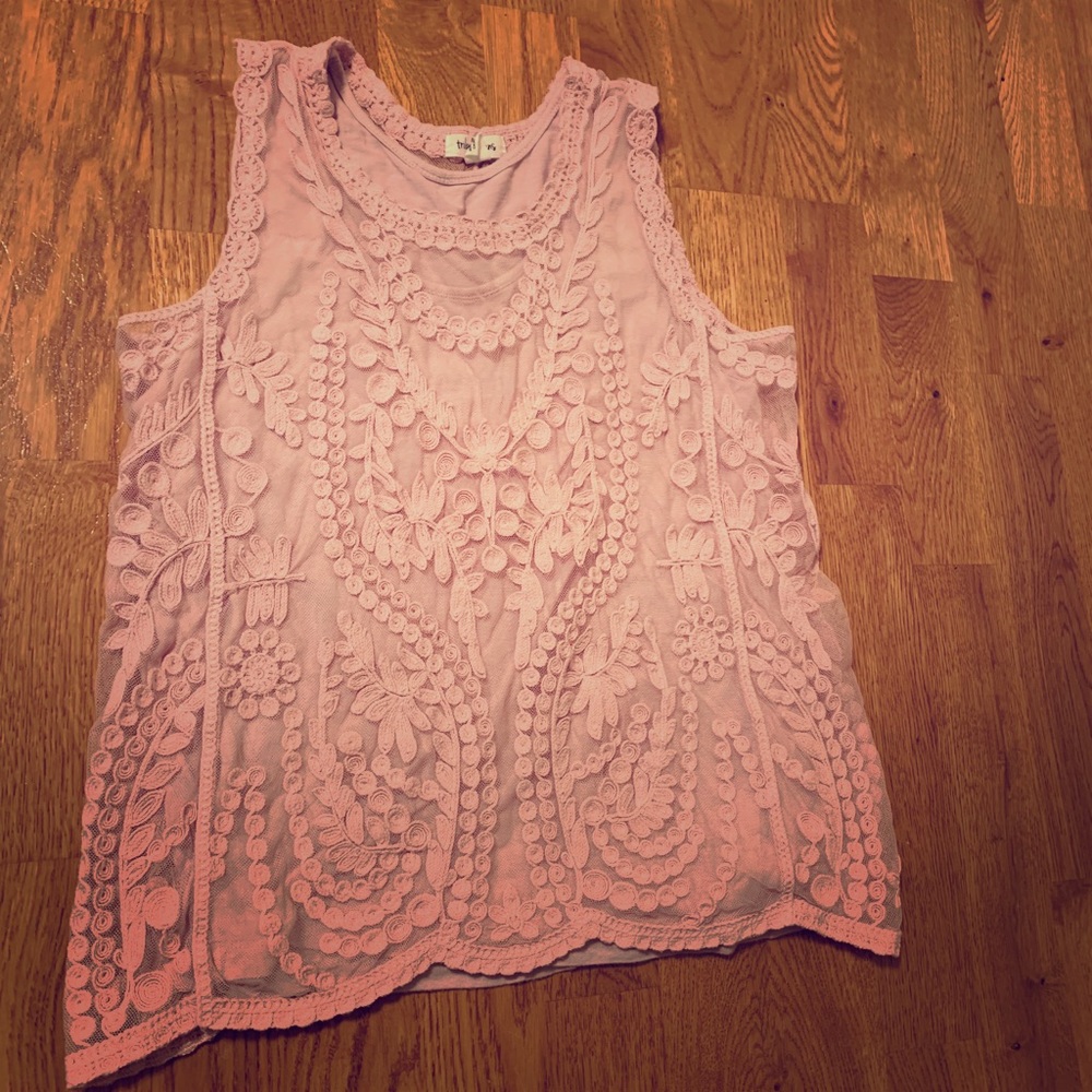 SOLD Pink lace tank top